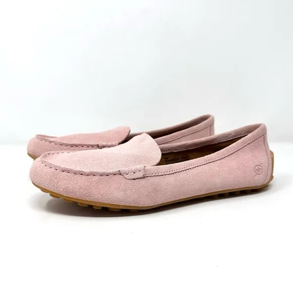 Born Women's Pink Leather Driving Loafers Suede