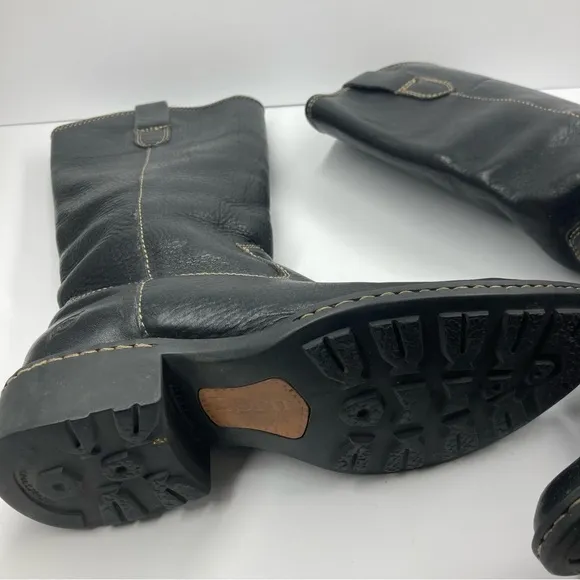 Born Womens Shavano Tall Boots 6 Pebbled Black Leather Healed Western Cowgirl