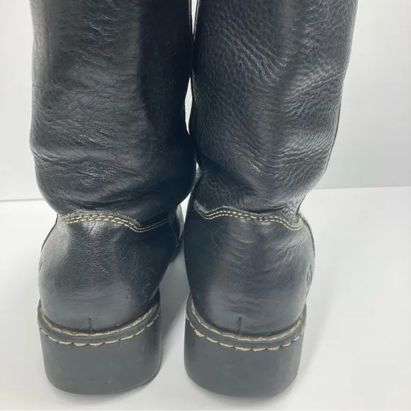Born Womens Shavano Tall Boots 6 Pebbled Black Leather Healed Western Cowgirl