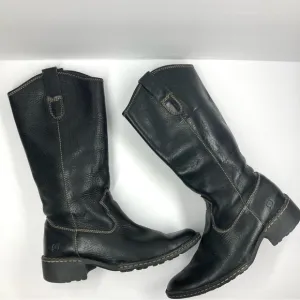 Born Womens Shavano Tall Boots 6 Pebbled Black Leather Healed Western Cowgirl
