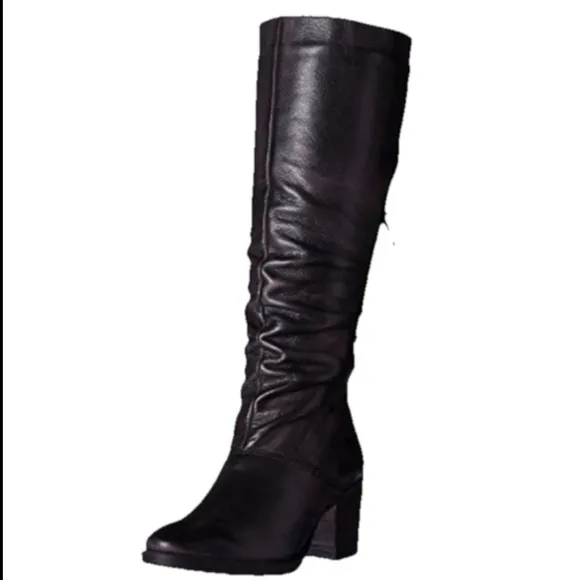 Bos.&amp;Co. Lined Leather Fyllis Tall Boot 7.5; faded black 38 Heeled waterproof