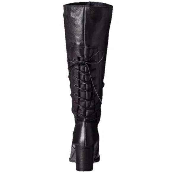 Bos.&amp;Co. Lined Leather Fyllis Tall Boot 7.5; faded black 38 Heeled waterproof