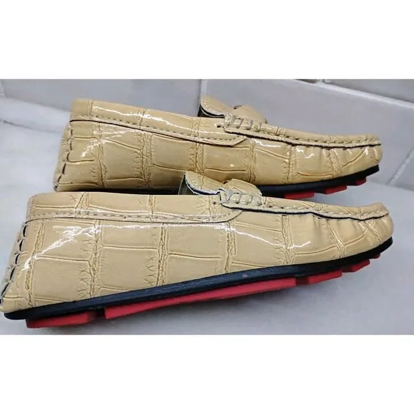 BOSS Boys Leather Loafers Size 9.5 US Crocodile Designer Moccasins Kids Shoes