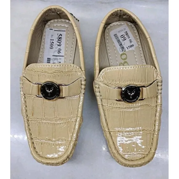 BOSS Boys Leather Loafers Size 9.5 US Crocodile Designer Moccasins Kids Shoes