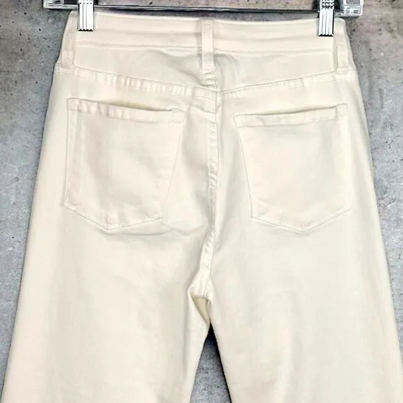BOSTON PROPER jeans high waisted stretch bootcut raw hem off white size 27