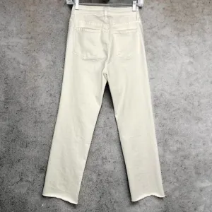 BOSTON PROPER jeans high waisted stretch bootcut raw hem off white size 27