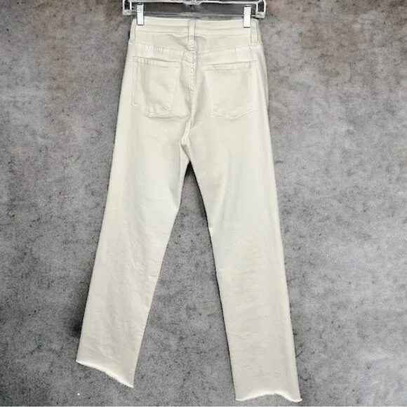 BOSTON PROPER jeans high waisted stretch bootcut raw hem off white size 27