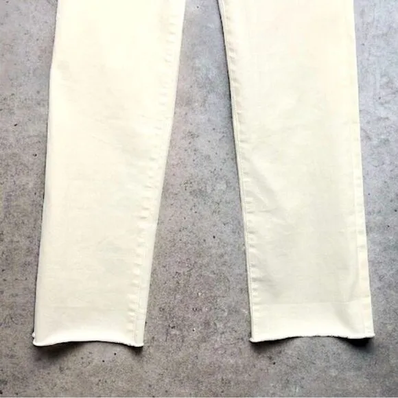 BOSTON PROPER jeans high waisted stretch bootcut raw hem off white size 27