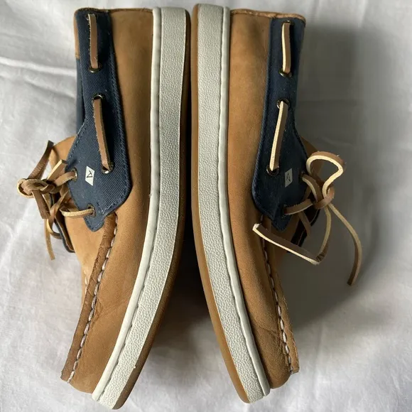 Boys 3M  Sperry Top-Sider Sperry Cup II Boat Shoe Tan/Navy Leather