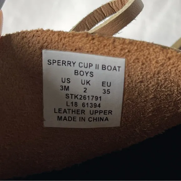 Boys 3M  Sperry Top-Sider Sperry Cup II Boat Shoe Tan/Navy Leather