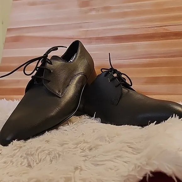 BP. ALBERT PLAIN TOE DERBY IN BLACK SAFFIANO MENS SIZE 13