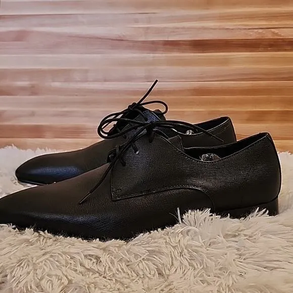 BP. ALBERT PLAIN TOE DERBY IN BLACK SAFFIANO MENS SIZE 13