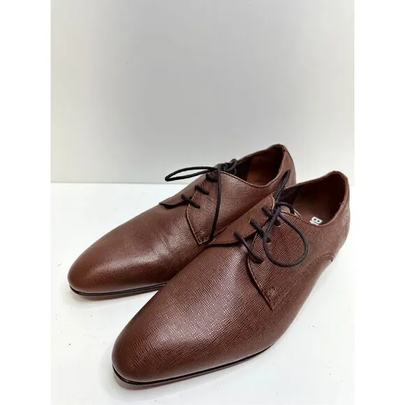 BP Derby Shoes Mens Size 8 Brown Textured Leather Plain Toe Shoes NEW