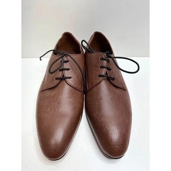 BP Derby Shoes Mens Size 8 Brown Textured Leather Plain Toe Shoes NEW