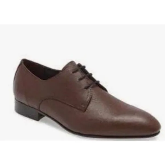 BP Derby Shoes Mens Size 8 Brown Textured Leather Plain Toe Shoes NEW