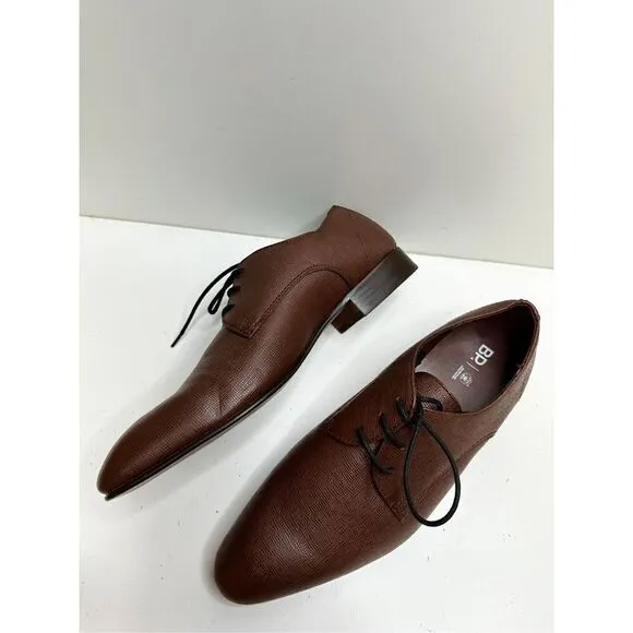 BP Derby Shoes Mens Size 8.5 Brown Textured Leather Plain Toe Shoes NEW
