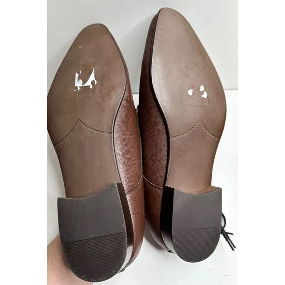 BP Dress Shoes Mens Size 8.5 Brown Leather Derby Textured Plain Toe Shoes