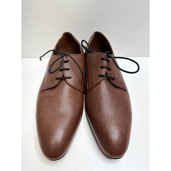BP Dress Shoes Mens Size 8.5 Brown Leather Derby Textured Plain Toe Shoes
