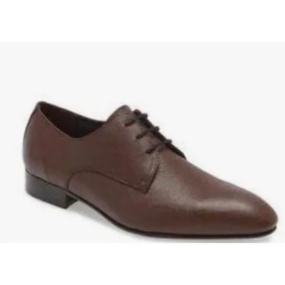 BP Dress Shoes Mens Size 8.5 Brown Leather Derby Textured Plain Toe Shoes