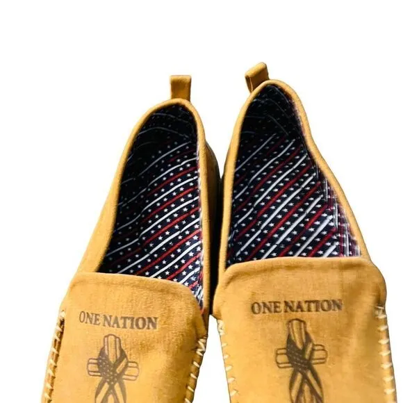 Bradford Exchange “One Nation Under God&quot; Men's Faux Suede Moccasins