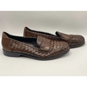 Bragano Men's Woven Leather Penny Loafer‎ Shoes Size 9.5 M Brown 07540