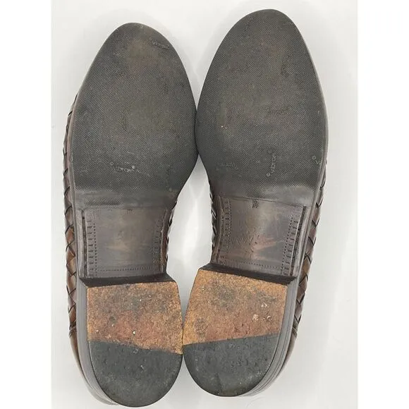Bragano Men's Woven Leather Penny Loafer‎ Shoes Size 9.5 M Brown 07540