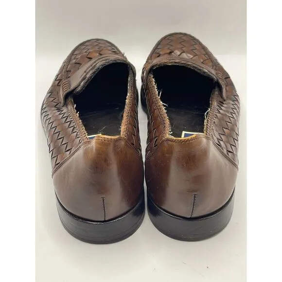 Bragano Men's Woven Leather Penny Loafer‎ Shoes Size 9.5 M Brown 07540