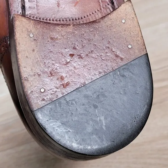 Bragano Oxford Shoes Men Size 8.5 D Brown Brogue Leather Wingtip Made in Italy