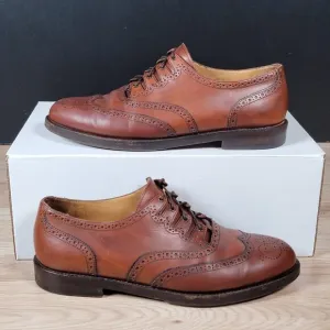 Bragano Oxford Shoes Men Size 8.5 D Brown Brogue Leather Wingtip Made in Italy