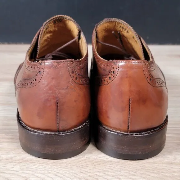 Bragano Oxford Shoes Men Size 8.5 D Brown Brogue Leather Wingtip Made in Italy