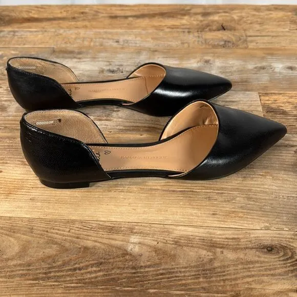 Brand New Banana Republic Black Leather D'orsay Flats, Size 6.5