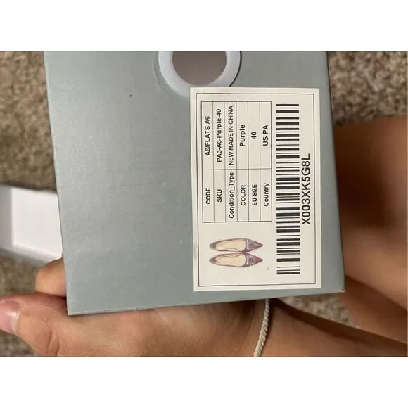Brand New C. Paravano Women’s EU 40 US 10 Purple Crystal Leather Flats