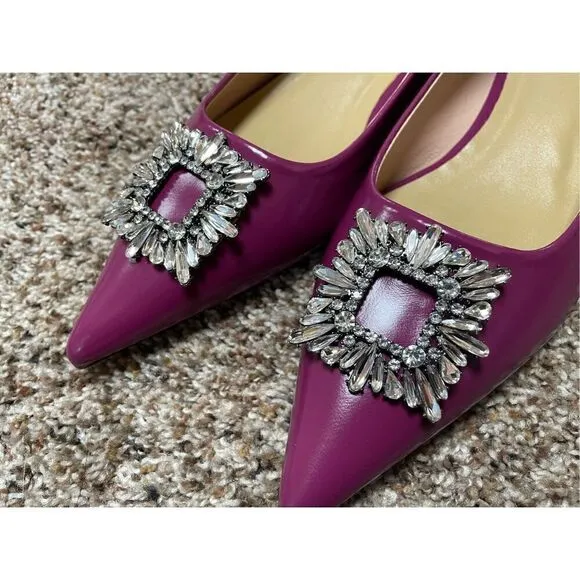 Brand New C. Paravano Women’s EU 40 US 10 Purple Crystal Leather Flats