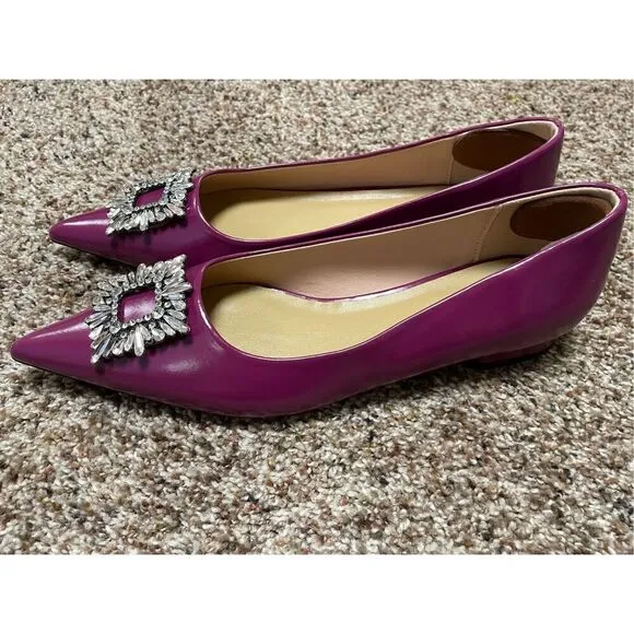Brand New C. Paravano Women’s EU 40 US 10 Purple Crystal Leather Flats