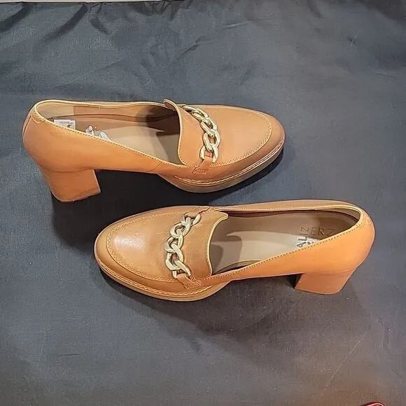 BRAND NEW NATURALIZER CALLIE MOC ENGLISH TEA LEATHER HEELED SHOES I3520L1200