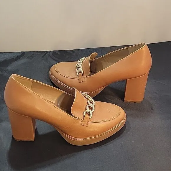 BRAND NEW NATURALIZER CALLIE MOC ENGLISH TEA LEATHER HEELED SHOES I3520L1200