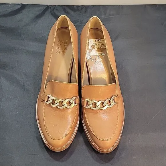 BRAND NEW NATURALIZER CALLIE MOC ENGLISH TEA LEATHER HEELED SHOES I3520L1200