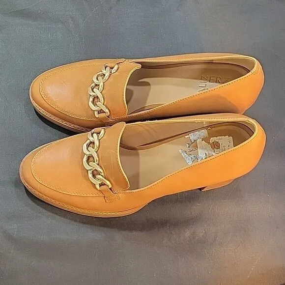BRAND NEW NATURALIZER CALLIE MOC ENGLISH TEA LEATHER HEELED SHOES I3520L1200