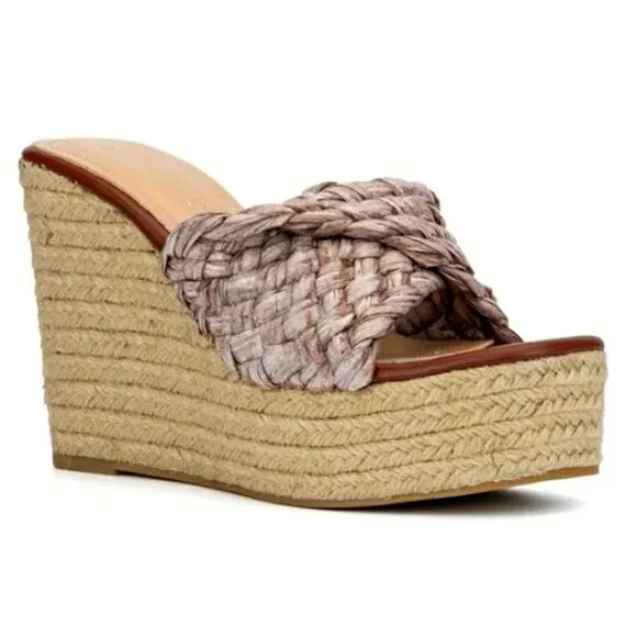 BRAND NEW OLIVIA MILLER IRMA OPEN TOE WEDGE HEEL SANDAL