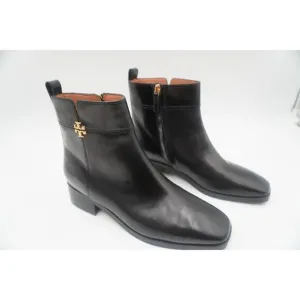 Brand New Tory Burch Everly Flat Boots Etrusco Calf Black Leather 10M. Leather.