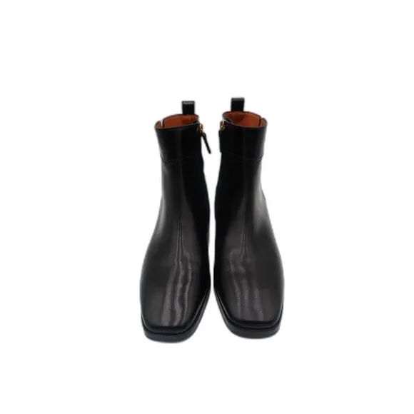 Brand New Tory Burch Everly Flat Boots Etrusco Calf Black Leather 10M. Leather.