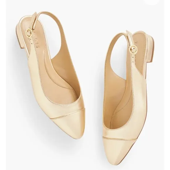 🔥Brand new Women's Talbots 8 Gold Edison leather sling backs shoes