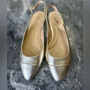 🔥Brand new Women's Talbots 8 Gold Edison leather sling backs shoes