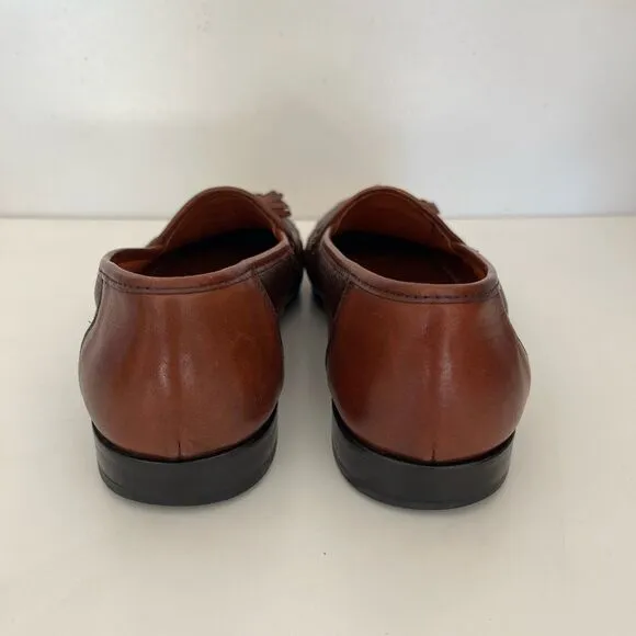 Brass Boot Tassel Leather Loafer Mens 8 W 2-Tone Brown Shoes Moccasins Moc Spain