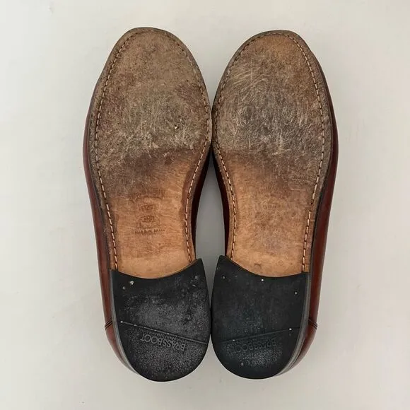Brass Boot Tassel Leather Loafer Mens 8 W 2-Tone Brown Shoes Moccasins Moc Spain