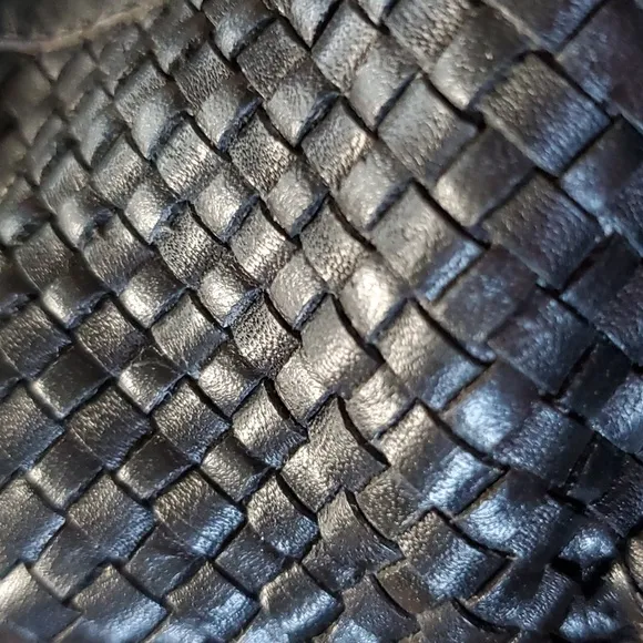 Brazil Size 7.5 Riding Boots Black Woven Leather Flat Knee-High Almond Toe Biker