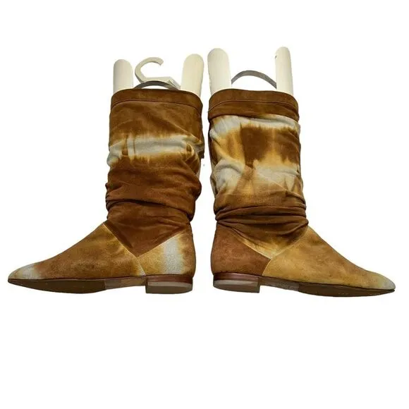 Brian Atwood Women's Brown Tie Dye Sueded Ontario Batik Boots Size 6