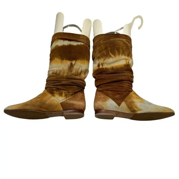 Brian Atwood Women's Brown Tie Dye Sueded Ontario Batik Boots Size 6