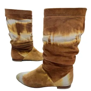 Brian Atwood Women's Brown Tie Dye Sueded Ontario Batik Boots Size 6