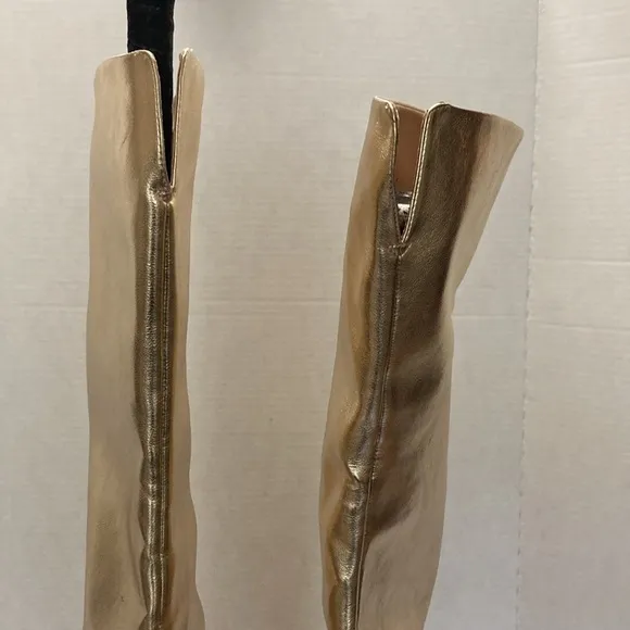 BRIAN ATWOOD X EXPRESS Metallic over the Knee Heeled Boots SIZE 7.5
